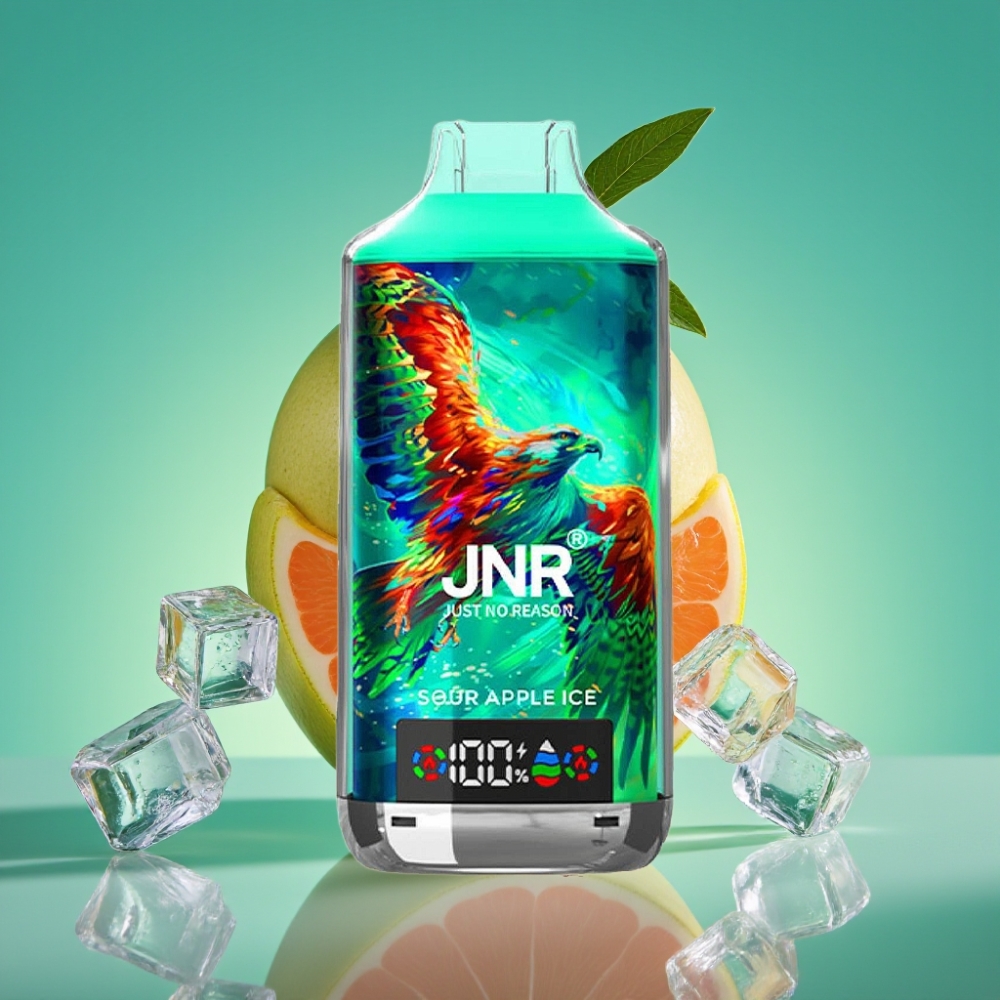 JNR Falcon X 18000 Puffs Pomme Verte Glacée - 24ml E-Liquid, Dual Mesh Coil, Digital Display, Type-C Charge (0%/2%/5% Nicotine)