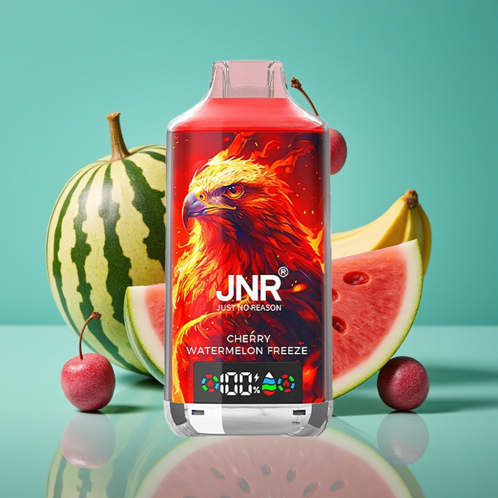 JNR Falcon X 18000 Puffs Rechargeable – Double Mesh Coil, 24ml E-Liquide, Écran Digital, 750mAh – Cerise Pastèque Glacée (0%, 2%, 5%)