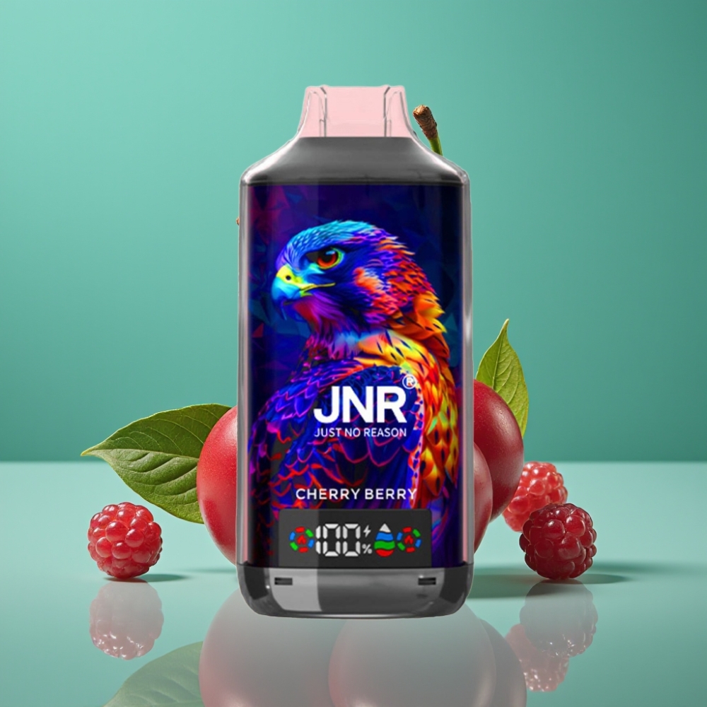 JNR Falcon X 18000 Puffs Vape Jetable Cerise Baie – 24ml E-liquide, 750mAh Batterie, Double Mesh Coil, Écran Digital (0%,2%,5% Nicotine)