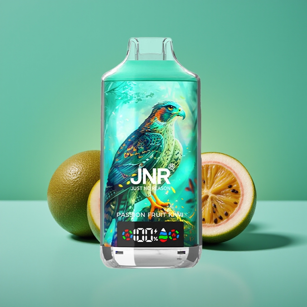JNR Falcon X 18000 Puffs Vape Jetable Fruit de la Passion Kiwi – 24ml/750mAh – Double Mesh & Double Coeur – Affichage Digital – Charge Rapide Type-C
