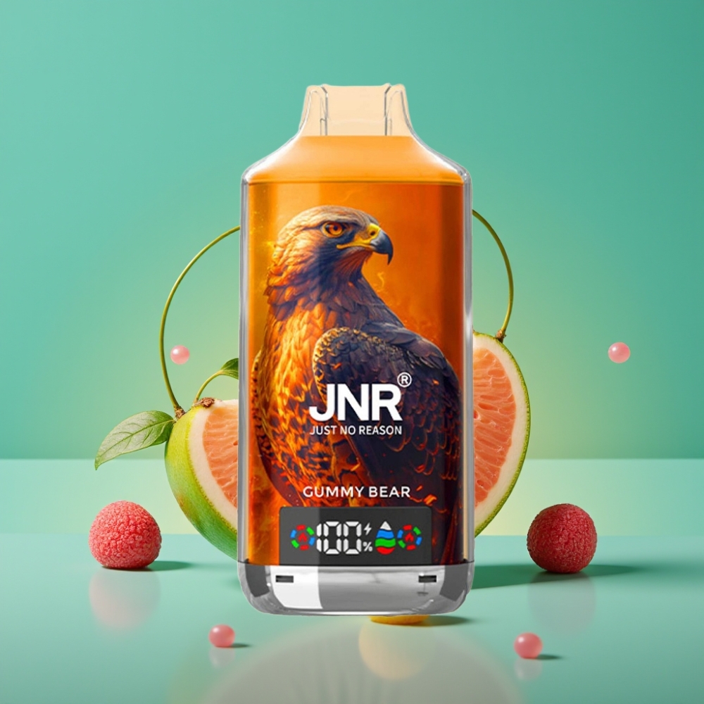 JNR Falcon X 18000 Puffs Vape Jetable Ourson Gélifié - 24ml E-liquide, 750mAh Batterie, Double Mesh Coil, Écran Digital, Charge Type-C Rapide, Nicotine 0%/2%/5%