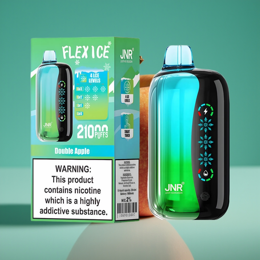 JNR Flex Ice 21000 Puffs Double Pomme Vape Jetable avec Ice Adjustable, Airflow Customizable et écran tactile