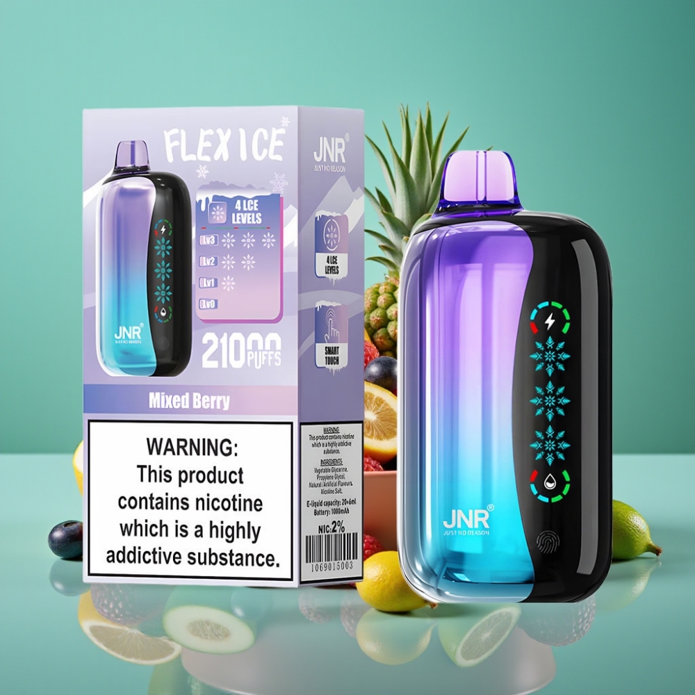 JNR Flex Ice 21000 Puffs Vape Jetable - Baies Mixtes, Ice Adjustable, 26ml E-liquid, 1000mAh, Type-C
