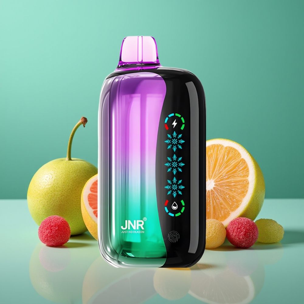 JNR Flex Ice 21000 Puffs Vape Jetable Bonbons Acidulés Cerise – Ice Adjustable, 26ml, Airflow Réglable, Écran Tactile, 1.2 Ohm Dual Mesh, 1000mAh, Port Type-C