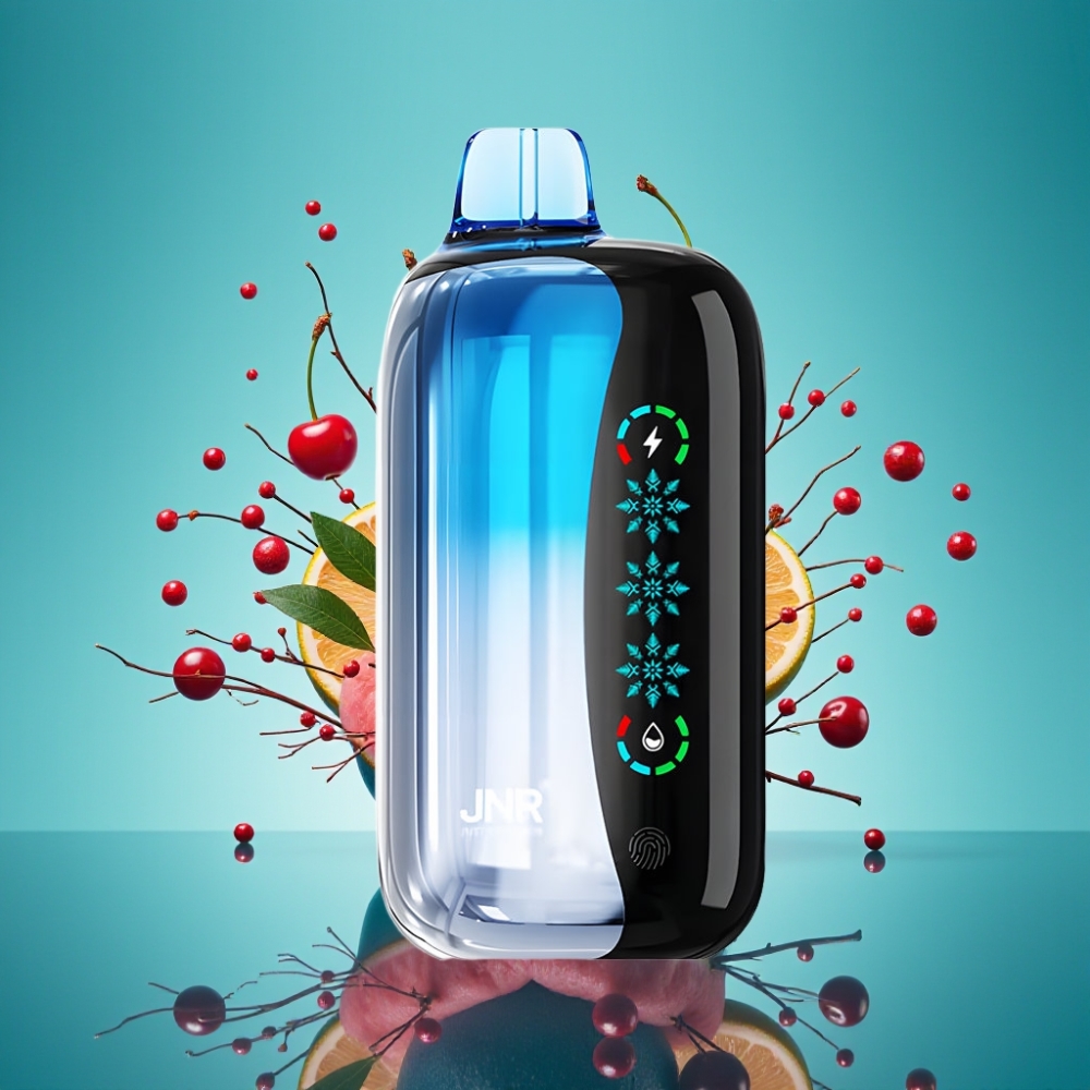 JNR Flex Ice 21000 Puffs Vape Jetable - Cerise Bleue Explosion, 26ml, Airflow Réglable, Écran Tactile, Batterie 1000mAh