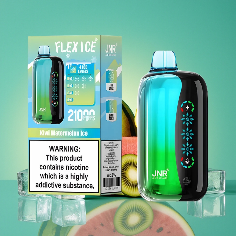JNR Flex Ice 21000 Puffs Vape Jetable Kiwi Pastèque Glace avec Airflow Réglable, Écran Tactile et Batterie 1000mAh