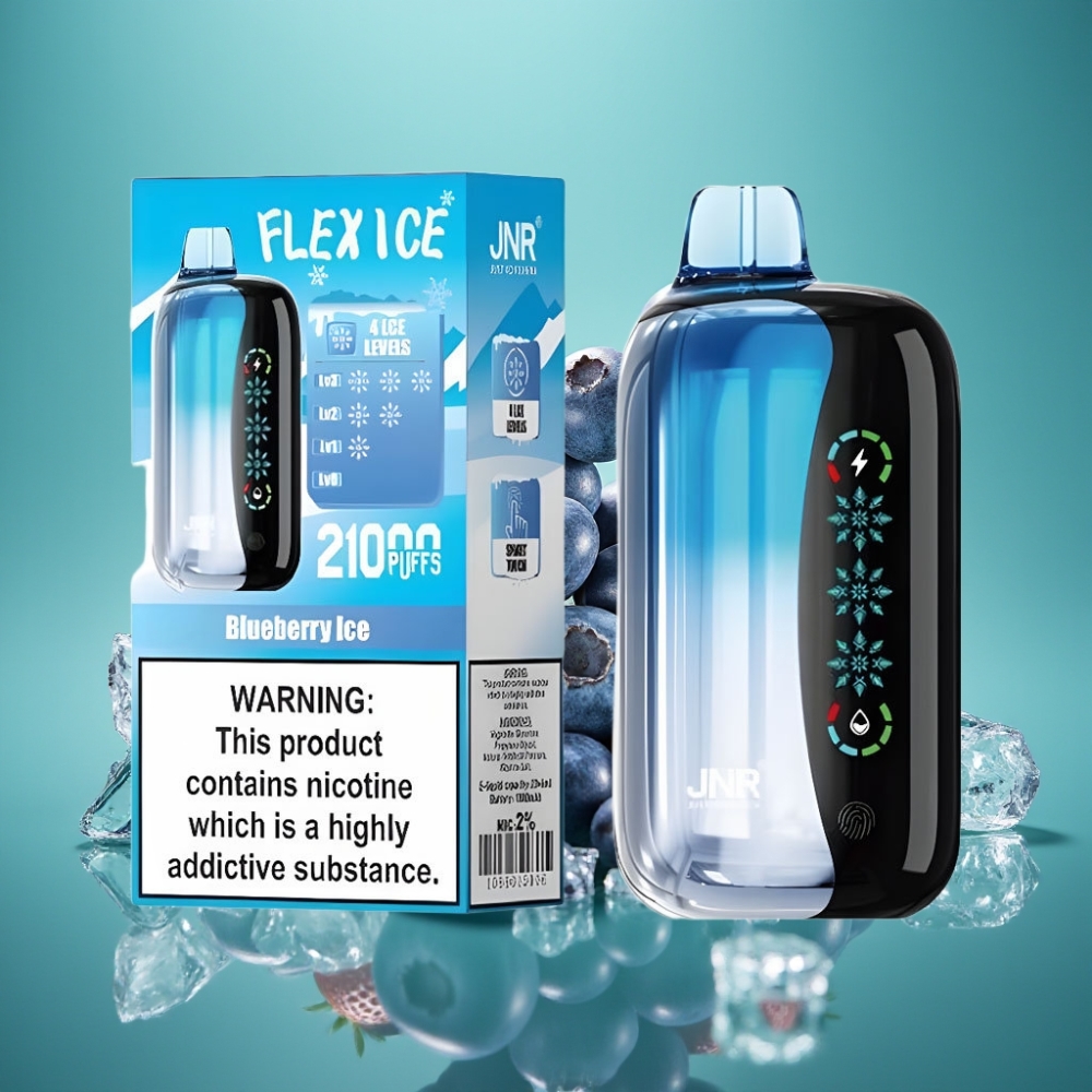 JNR Flex Ice 21000 Puffs Vape Jetable Myrtille Glacé avec Airflow Réglable, Écran Tactile et Batterie 1000mAh