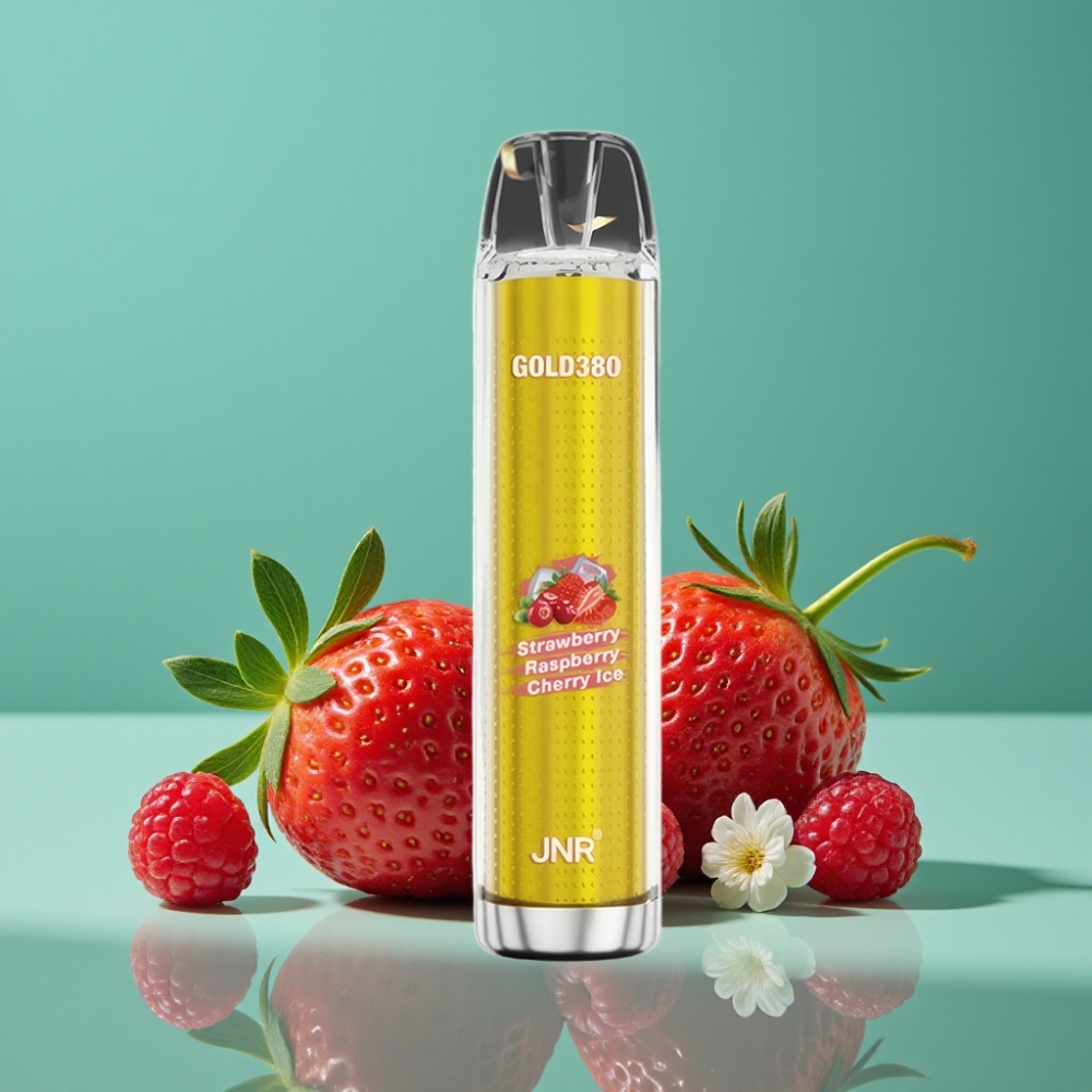 JNR Gold380 6000 Puffs Vape Jetable Fraise Framboise - 1500mAh, 13ml, 0%/2%/5% Nicotine