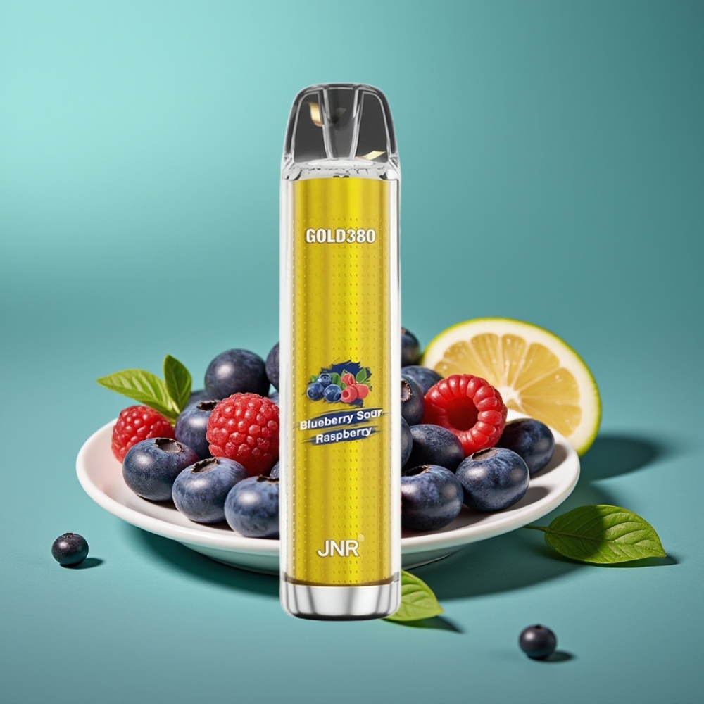 JNR Gold380 6000 Puffs Vape Jetable Myrtille Framboise Acidulée - 1500mAh, 13ml, 0%/2%/5% Nicotine