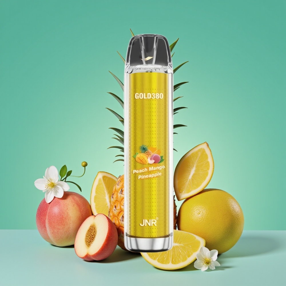 JNR Gold380 6000 Puffs Vape Jetable Pêche Mangue Ananas – 1500mAh, 13ml, 1.0ohm Mesh Coil (0%,2%,5% Nicotine)