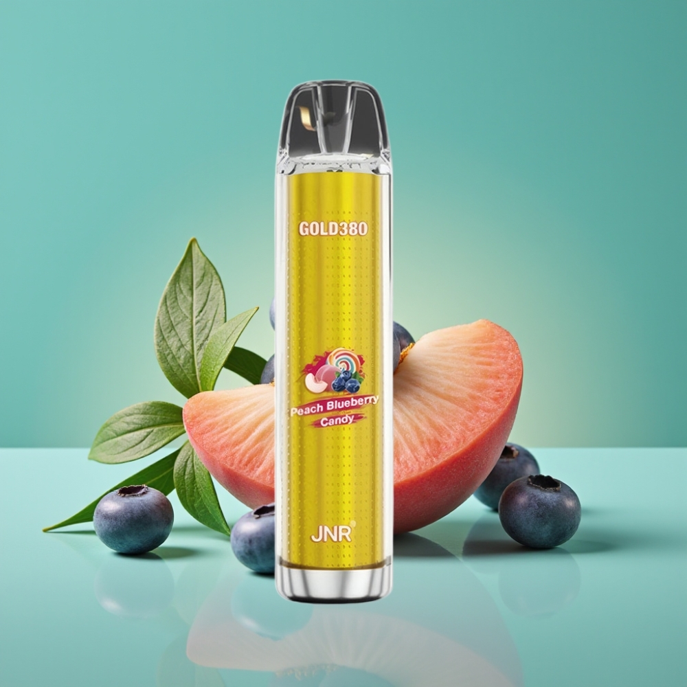 JNR Gold380 6000 Puffs Vape Jetable Pêche Myrtille - 1500mAh, 1.0ohm Mesh Coil, 13ml e-Liquid, Nicotine 0%/2%/5%