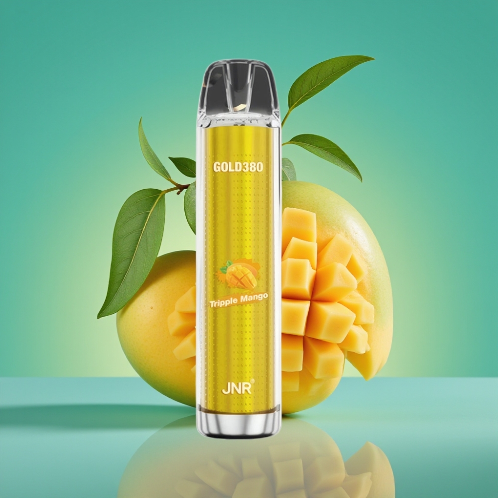 JNR Gold380 6000 Puffs Vape Jetable Triple Mangue – 13ml, 1500mAh, 1.0ohm Mesh Coil, Nicotine 0%/2%/5%