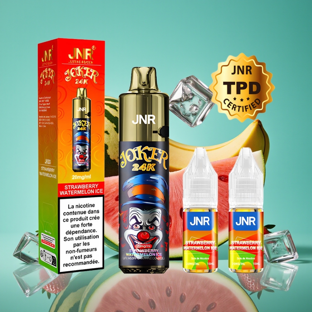 JNR Joker 24K Puffs Rechargeable 800mAh Type-C Fraise Pastèque Glacée Vape Jetable