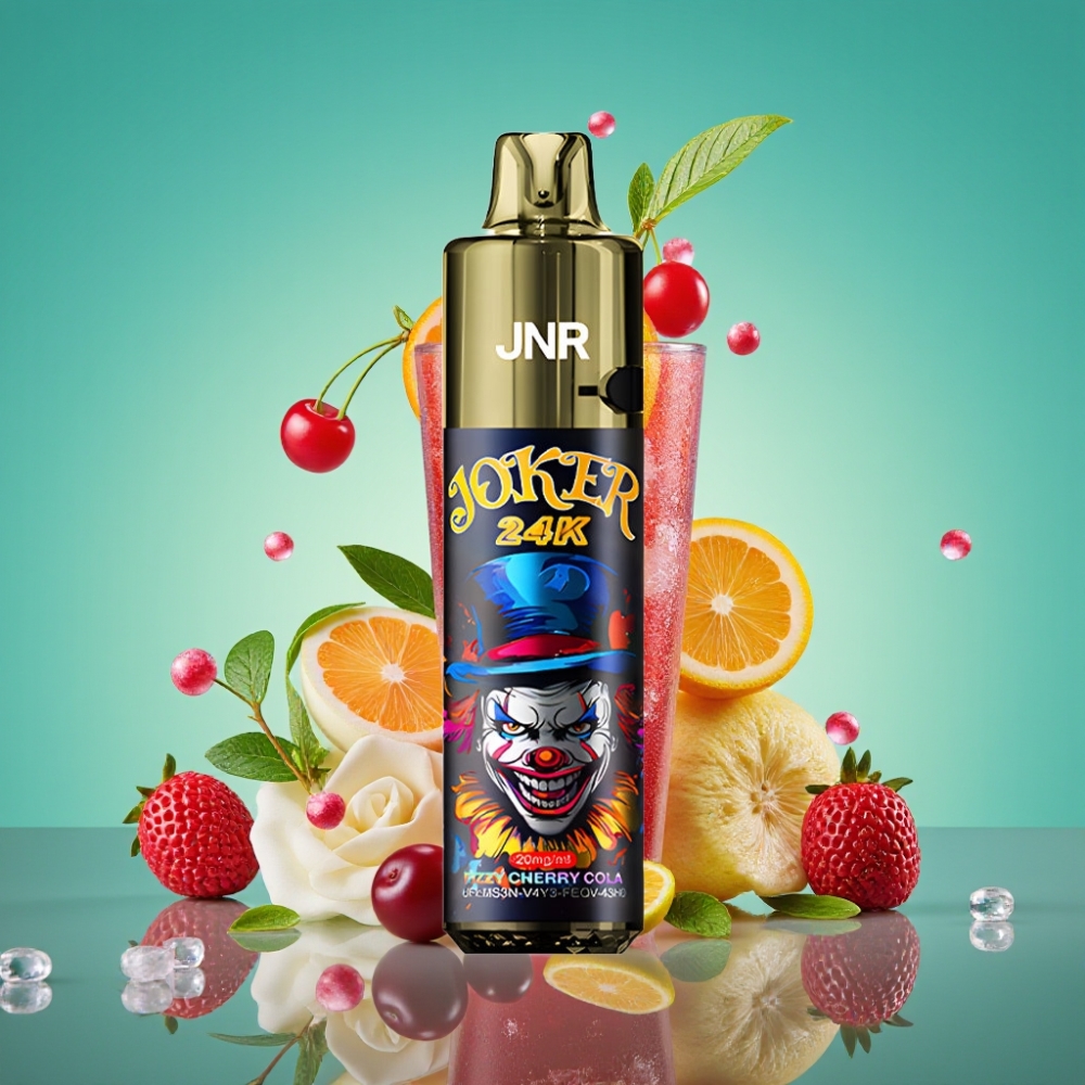 JNR Joker 24K Puffs Rechargeable Vape Jetable Cerise Cola Pétillante – 2+10ml Pod Rechargeable, 800mAh, Type-C, 2% Nicotine