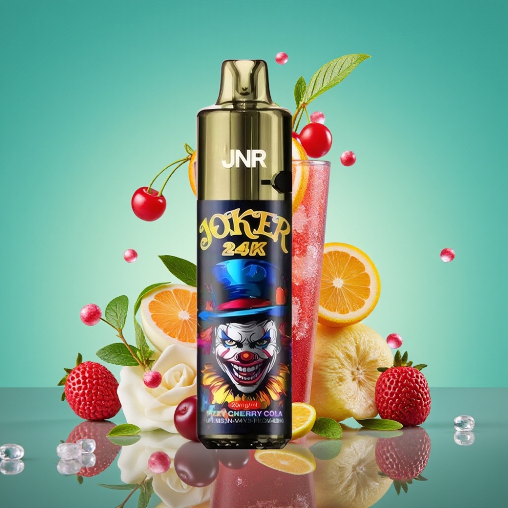 JNR Joker 24K Puffs Rechargeable Vape Jetable Cerise Cola Pétillante – 2+10ml Pod Rechargeable, 800mAh, Type-C, 2% Nicotine