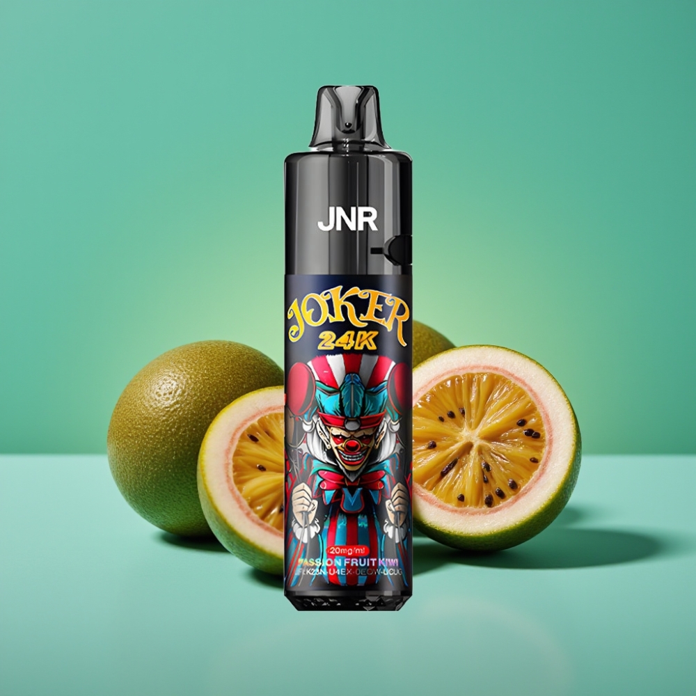 JNR Joker 24K Puffs Vape Jetable Fruit de la Passion Kiwi – 24000 Puffs, 2+10ml Pod Rechargeable, Batterie 800mAh, Lumière Respirante, Recharge Type-C
