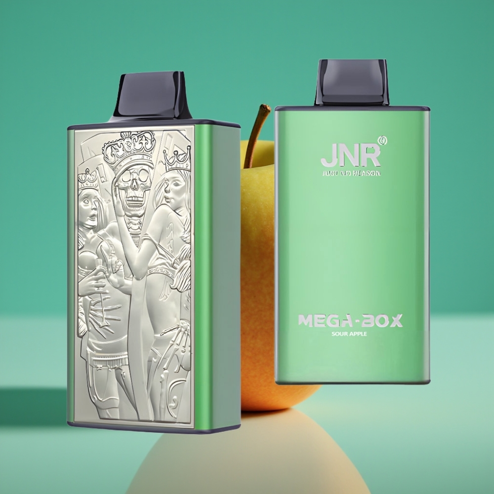 JNR Mega Box 25000 Puffs - Pomme Acidulée - Vape Jetable avec 30ml E-liquide, 850mAh et Double Mesh Coil