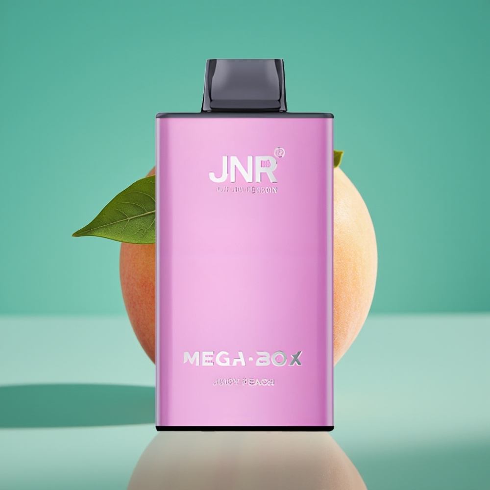 JNR Mega Box 25000 Puffs Vape Jetable Pêche Juteuse - 30ml, 850mAh, Double Mesh Coil, Charge Type-C