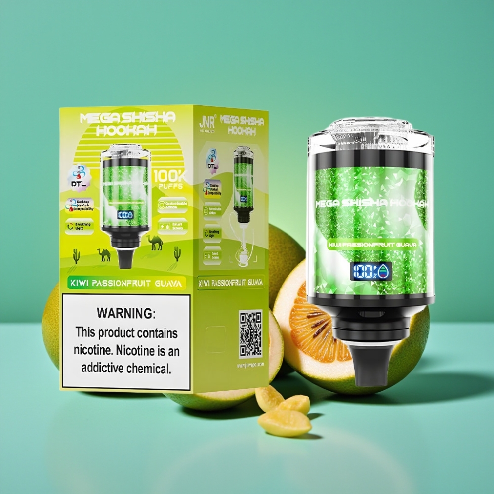 JNR Mega Shicha Hookah Desktop Compatible 100K Puffs 60mL Kiwi Passionfruit Guava 2200mAh Type-C