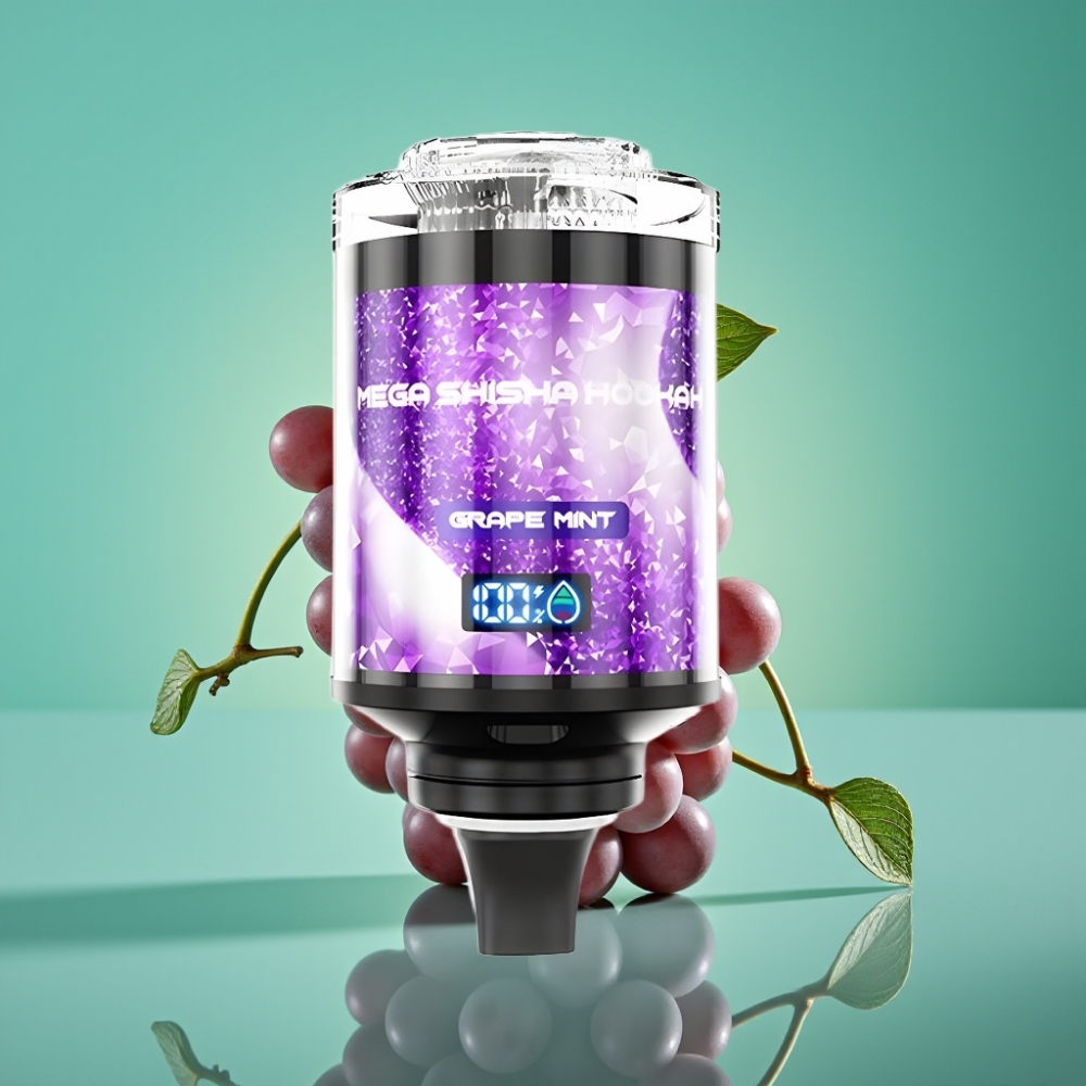 JNR Mega Shisha Hookah 100K Desktop Compatibility 60mL 2200mAh Type-C Grape Menthe