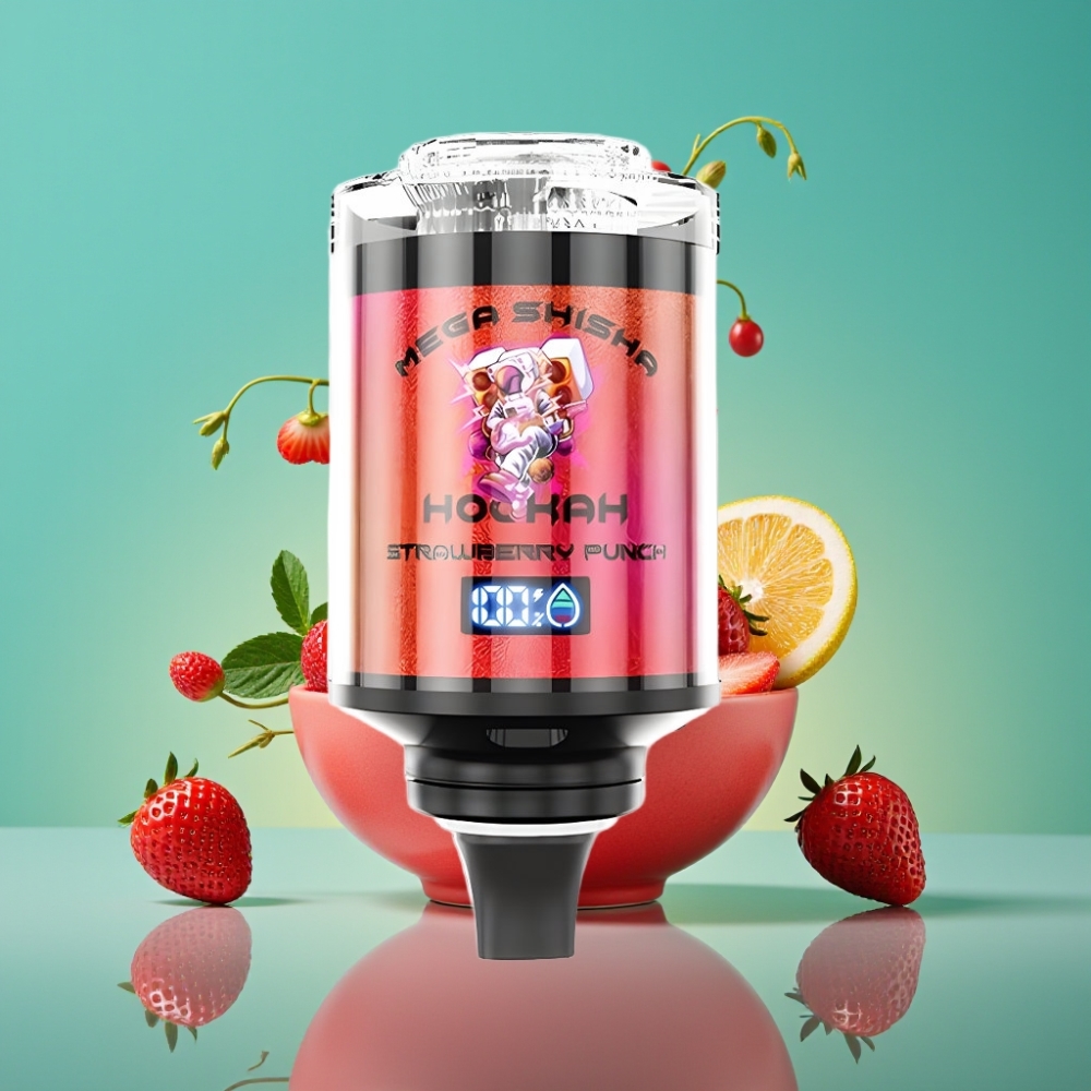 JNR Mega Shisha Hookah 100K Desktop Compatibility Fraise Punch – 60ml, 100K Puffs, Écran Intelligent, Batterie 2200mAh