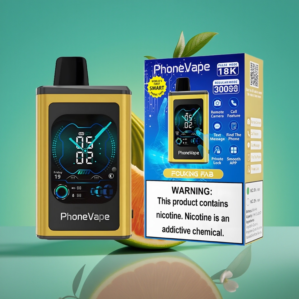 JNR PhoneVape 30000 puffs Vape Jetable Fucking Fab avec Batterie Rechargeable 850mAh Type-C, Turbo Mode, Affichage Complet et Contrôle par App