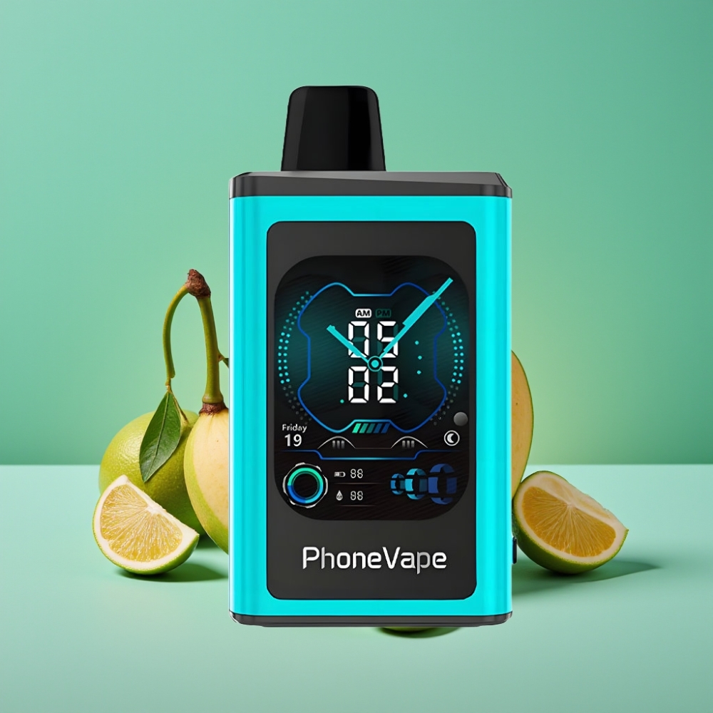 JNR PhoneVape 30000 puffs Vape Jetable Menthe Miami – Batterie 850mAh Rechargeable Type-C, Turbo Mode, Écran Complet, Contrôle par App