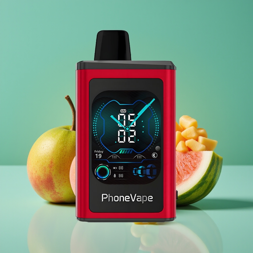 JNR PhoneVape 30000 puffs Vape Jetable Pêche Mangue Pastèque avec Batterie 850mAh Rechargeable Type-C, Turbo Mode, Affichage Complet et Contrôle par App