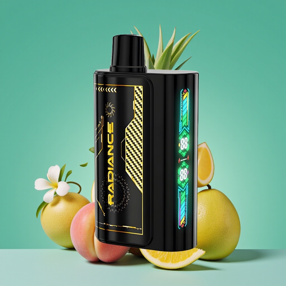 JNR Radiance 31000 Puffs Écran Animation Double Mesh 950 mAh Type-C Pêche Mangue Ananas