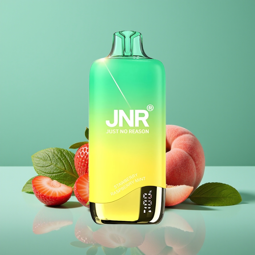 JNR Rainbow 10500 Puffs Vape Jetable Fraise-Pêche-Menthe avec Batterie 600mAh, Réservoir 18ml et Recharge USB-C