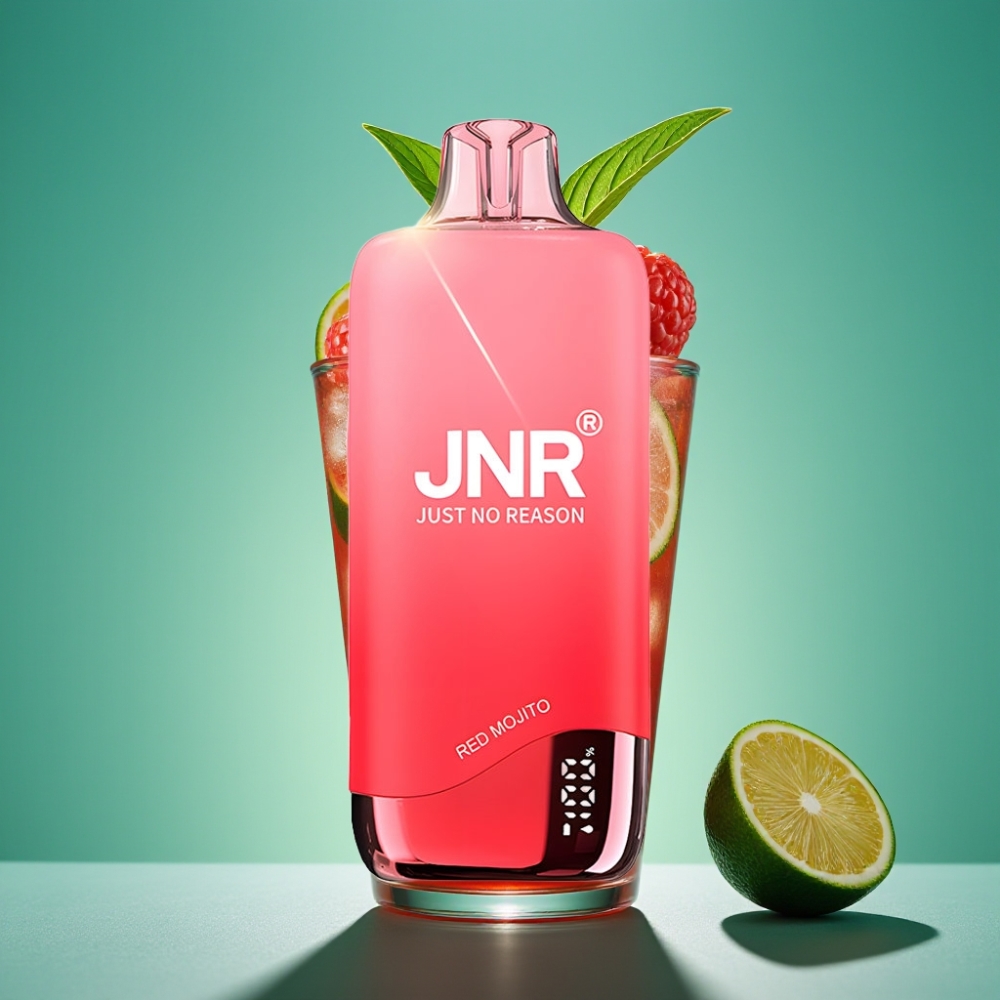 JNR Rainbow 10500 Puffs Vape Jetable Mojito Rouge - 18ml Réservoir, 600mAh Batterie, 0.8ohm Mesh Coil, USB Type-C