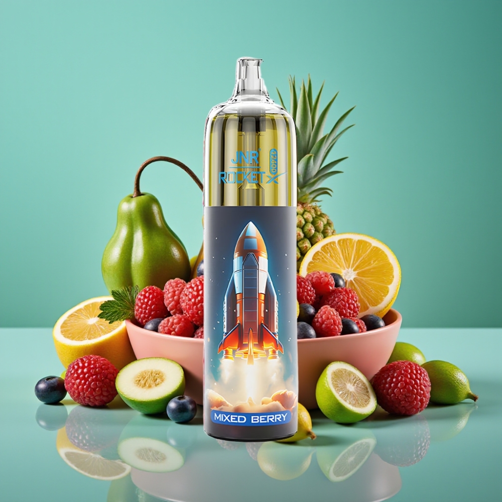 JNR Rocket-X 12400 Puffs Vape Jetable Baies Mixtes – Flux d'Air Réglable, Lumières RGB, Bobine Mesh 1.2Ω, Batterie 850mAh, Recharge Rapide Type-C