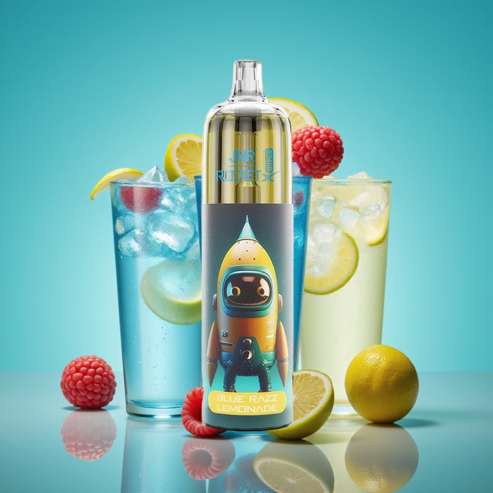 JNR Rocket-X 12400 Puffs - Vape Jetable Blue Framboise Citronnée avec Airflow Réglable, Lumières RGB et Recharge Rapide Type-C
