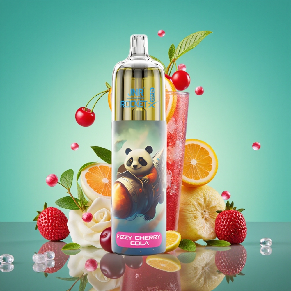 JNR Rocket-X 12400 Puffs Vape Jetable Cerise Cola Pétillante avec Airflow Réglable, Lumières RGB et Charge Rapide Type-C