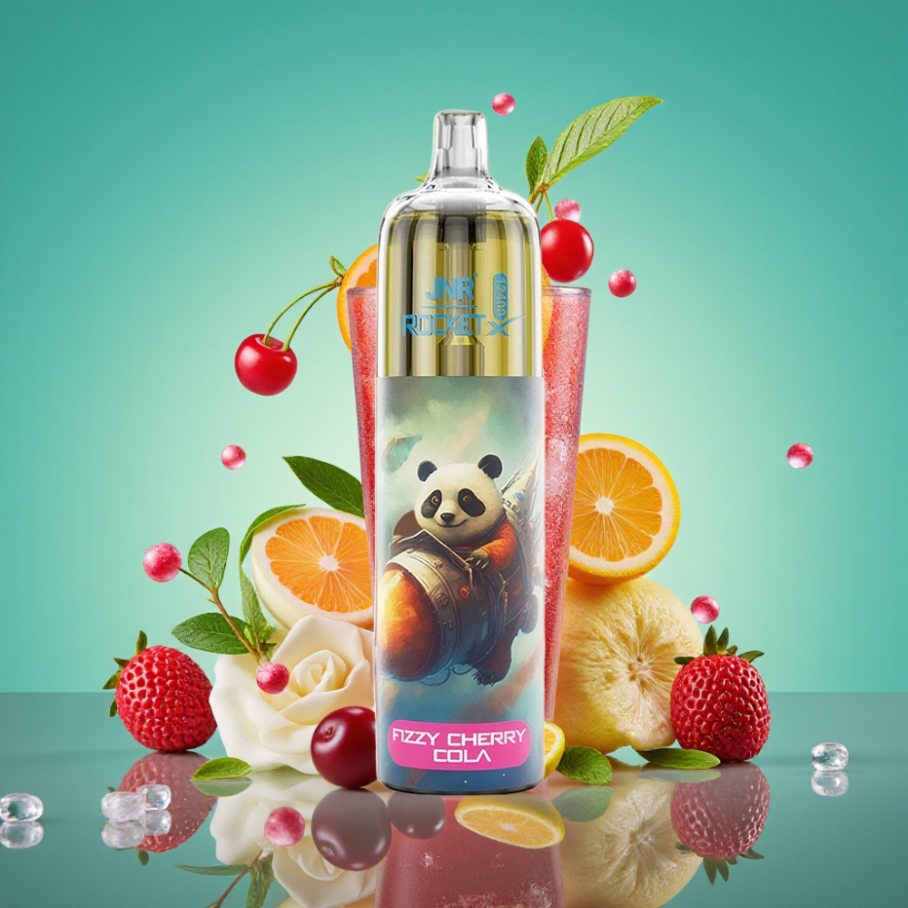 JNR Rocket-X 12400 Puffs Vape Jetable Cerise Cola Pétillante avec Airflow Réglable, Lumières RGB et Charge Rapide Type-C