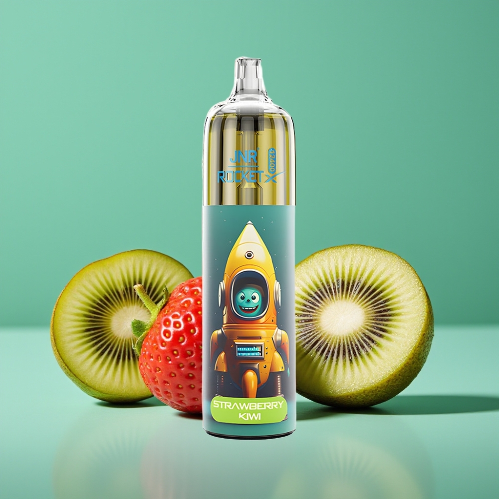 JNR Rocket-X 12400 Puffs Vape Jetable Fraise-Kiwi avec Débit d'Air Réglable, Lumières RGB et Charge Rapide Type-C