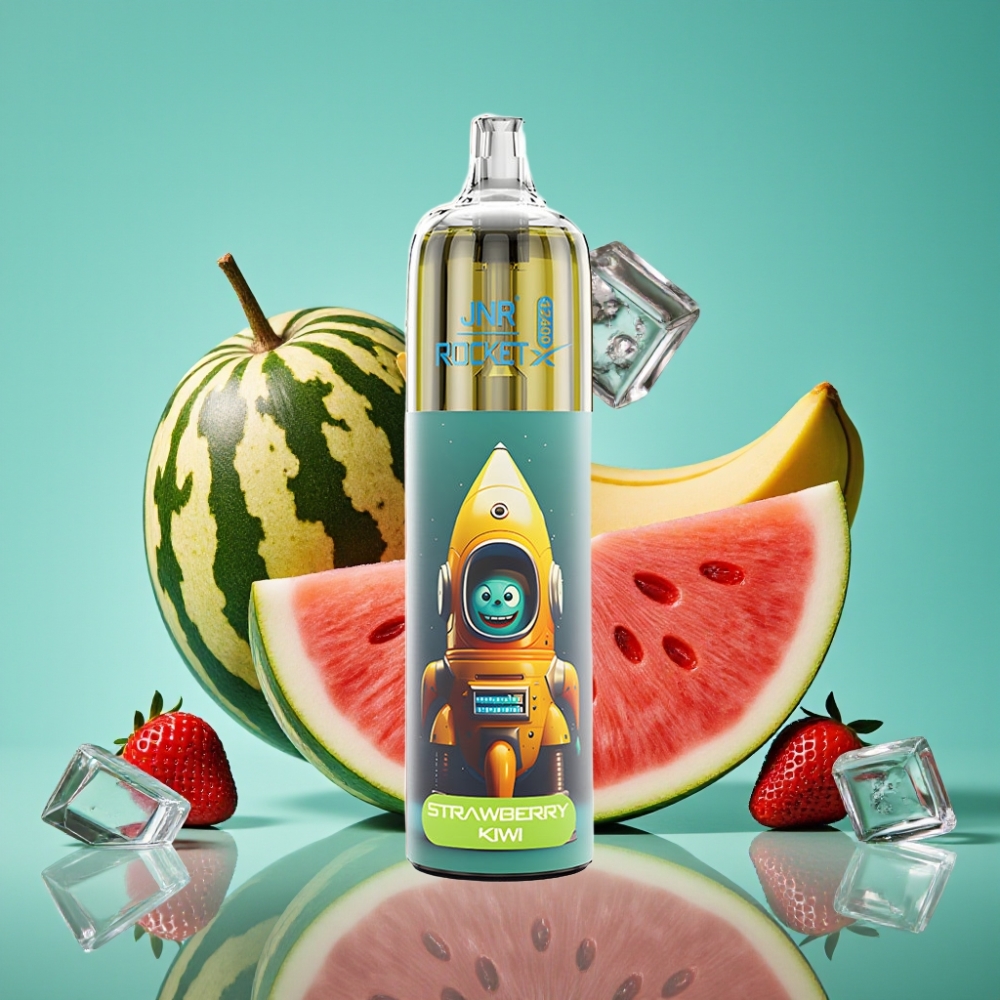 JNR Rocket-X 12400 Puffs Vape Jetable Fraise Pastèque Glacée avec Airflow Réglable, LED RGB et Charge Rapide Type-C