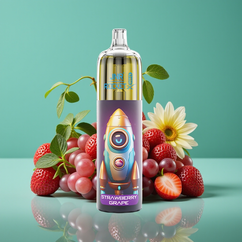 JNR Rocket-X 12400 Puffs Vape Jetable Fraise Raisin avec Airflow Réglable, Lumières RGB et Batterie 850mAh