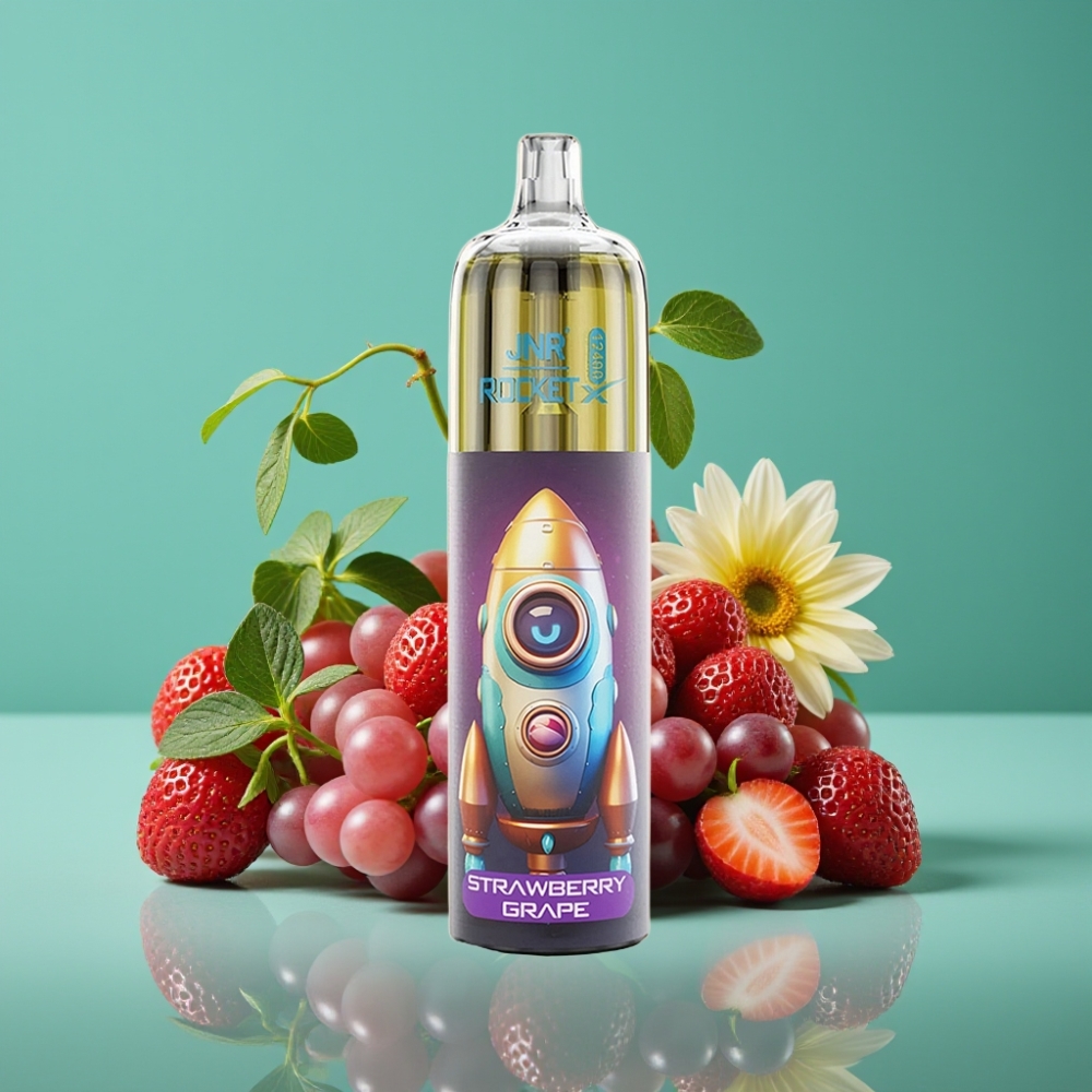 JNR Rocket-X 12400 Puffs Vape Jetable Fraise Raisin avec Airflow Réglable, Lumières RGB et Batterie 850mAh