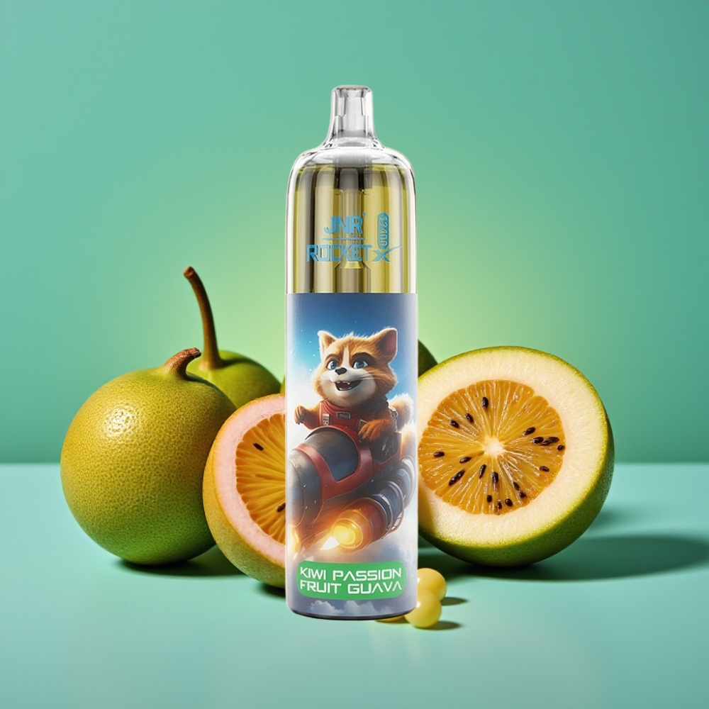 JNR Rocket-X 12400 Puffs Vape Jetable Kiwi Fruit de la Passion Goyave avec Airflow Réglable, Lumières RGB et Batterie 850mAh