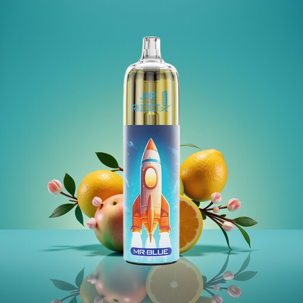 JNR Rocket-X 12400 Puffs Vape Jetable Mr Bleu – Airflow Réglable, RGB, Bobine Mesh 1.2Ω, Batterie 850mAh, Charge Rapide Type-C