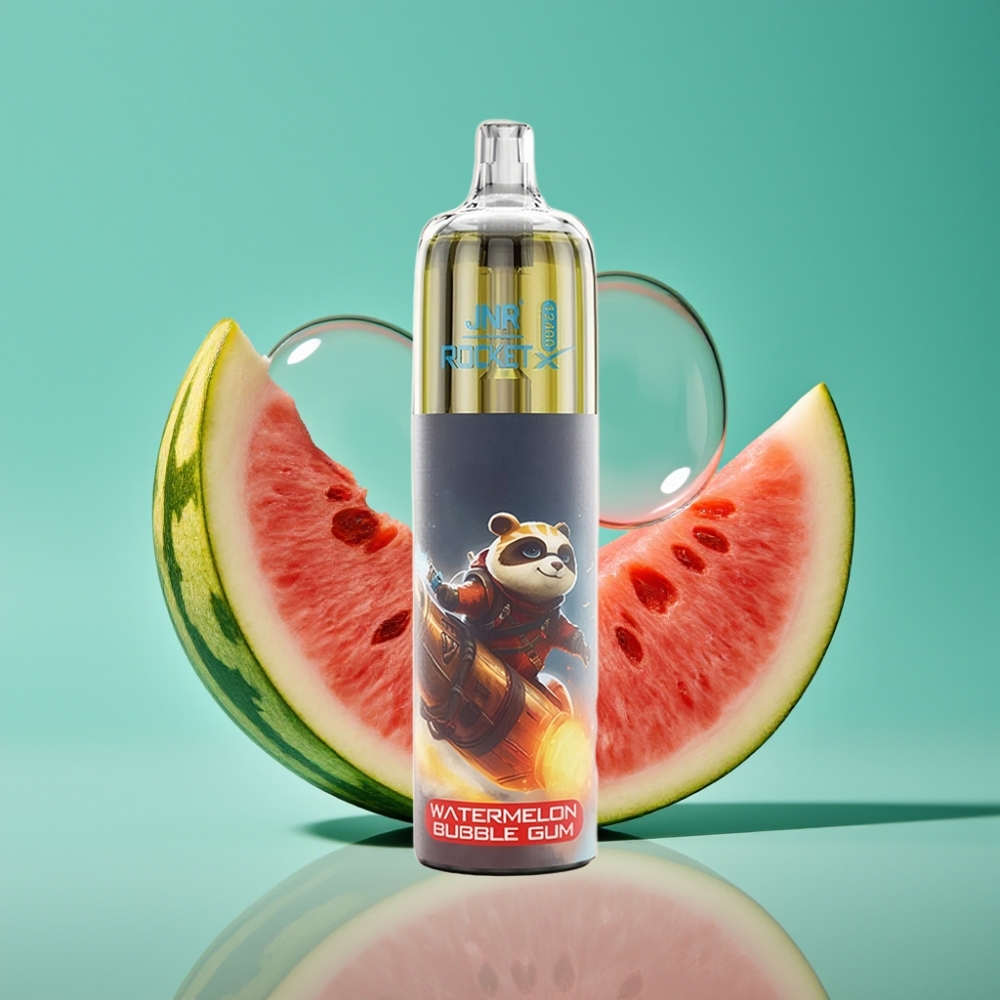 JNR Rocket-X 12400 Puffs Vape Jetable Pastèque Bubble Gum avec Airflow Réglable, Lumières RGB et Charge Rapide Type-C