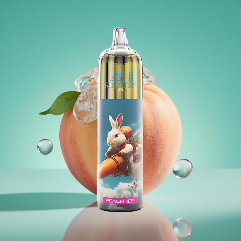 JNR Rocket-X 12400 Puffs Vape Jetable Peach Ice - Airflow Réglable, Lumières RGB, 25ml, Charge Rapide Type-C