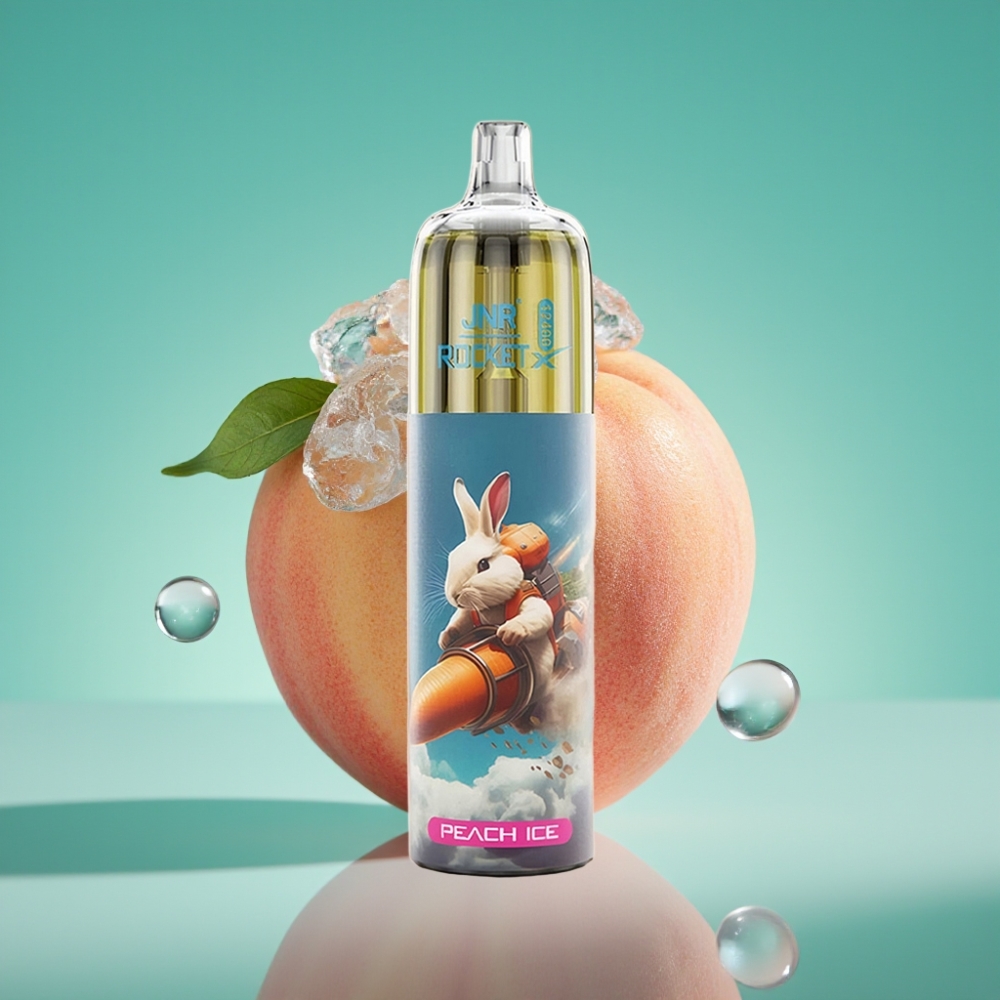 JNR Rocket-X 12400 Puffs Vape Jetable Peach Ice - Airflow Réglable, Lumières RGB, 25ml, Charge Rapide Type-C