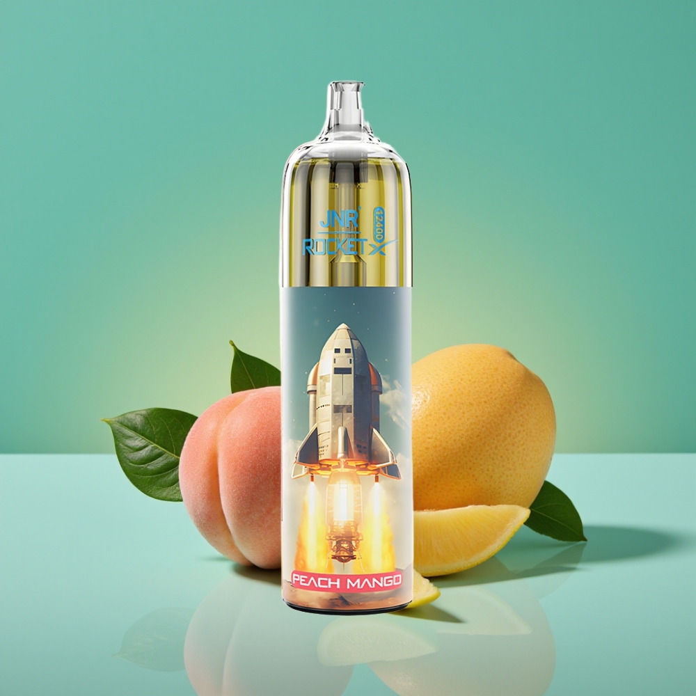 JNR Rocket-X 12400 Puffs Vape Jetable Peach Mango avec Airflow Réglable, Lumières RGB et Charge Rapide Type-C