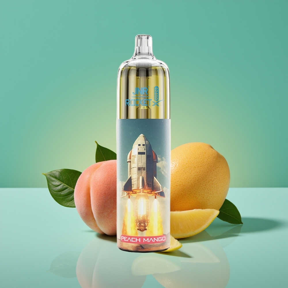 JNR Rocket-X 12400 Puffs Vape Jetable Peach Mango avec Airflow Réglable, Lumières RGB et Charge Rapide Type-C