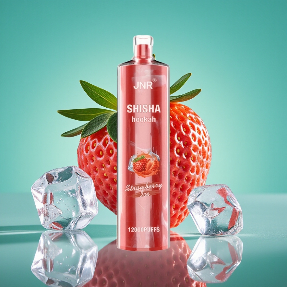JNR Shisha Hookah 12000 Puffs Vape Jetable Fraise Glace - 750mAh, 24ml, 0.6 Ohm Mesh Coil, Type-C