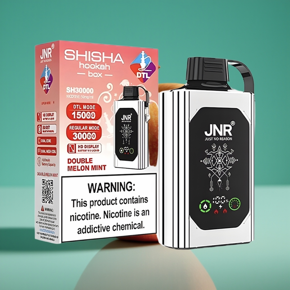 JNR Shisha Hookah Box 20500 Puffs - Double Pomme - Affichage HD - 25ml - Batterie 1000mAh - Double Mesh Coil - Charge Rapide Type-C - Nicotine 0%,2%,5%