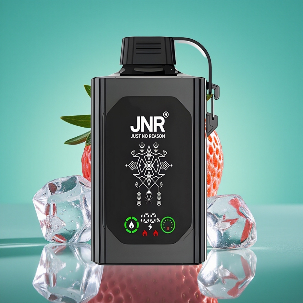 JNR Shisha Hookah Box 20500 Puffs - Ecran HD - Double Mesh Coil - Charge Rapide Type-C - Fraise Glacée - 25ml - 0%/2%/5% Nicotine