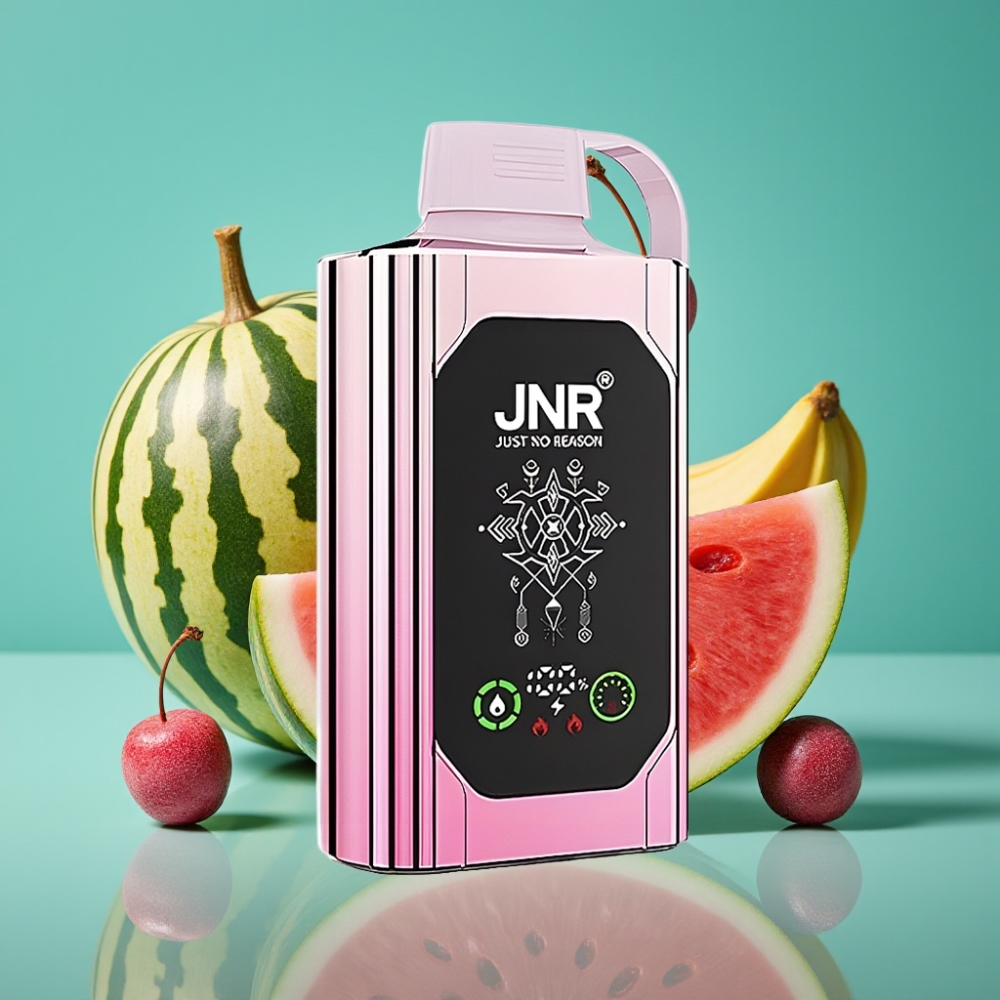 JNR Shisha Hookah Box 20500 Puffs - HD Display, 1000mAh, 25ml, Type-C - Cerise Pastèque Glacée (0%,2%,5%)
